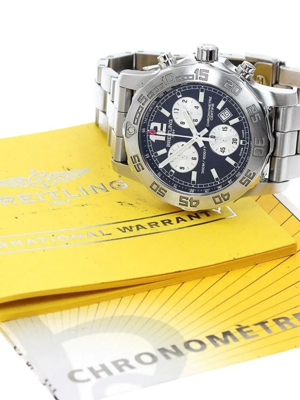 BREITLING Colt A73387 Chronograph Black / Silver Dial Quartz Men's Watch_964214